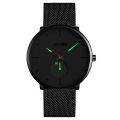 SKMEI 9185 Black Mesh Stainless Steel Analog Watch For Men - Green & Black. 