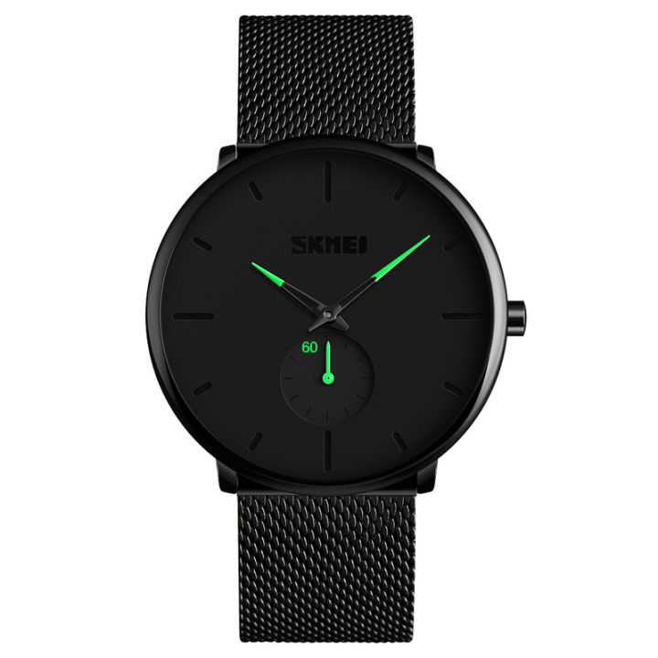 SKMEI%209185%20Black%20Mesh%20Stainless%20Steel%20Analog%20Watch%20For%20Men%20-%20Green%20&%20Black%20-%20Image%204
