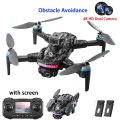 Remote Screen Display Drone WIFI FPV 4K Dual Camera Obstacle Avoidance Remote Control with Dual Battery Brushless Motor DC. 