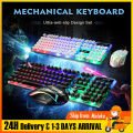 【Free Gift】GTX3000 Backlit Gaming Keyboard Mouse Combo Mechanical Feel Computer Gaming Set LED Backlight USB Keyboard Mouse Set Backlit Full Size 键盘 鼠标 Papan Kekunci Wire Tetikus Win XP/7/8/10 For PC/Laptop.