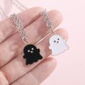 Fashion Black White Ghosts Couples Necklaces for Women Men Cute Cartoon Lovely Charm Pendant Friendship Necklace Halloween Jewelry Gift.