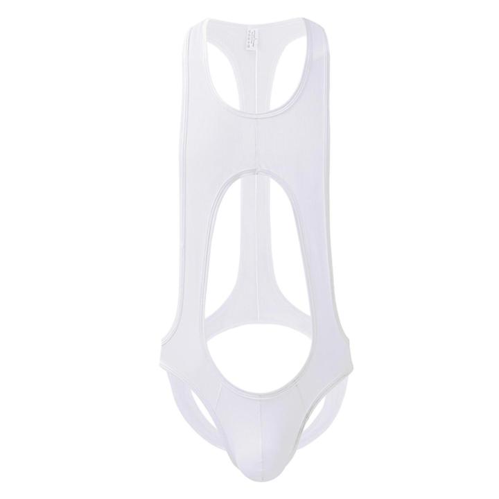 CLEVER-MENMODE Underwear Wrestling Corset One-piece Lingerie Bodysuit Men Mesh Hollow Mankini Backless Buttocks Leotard