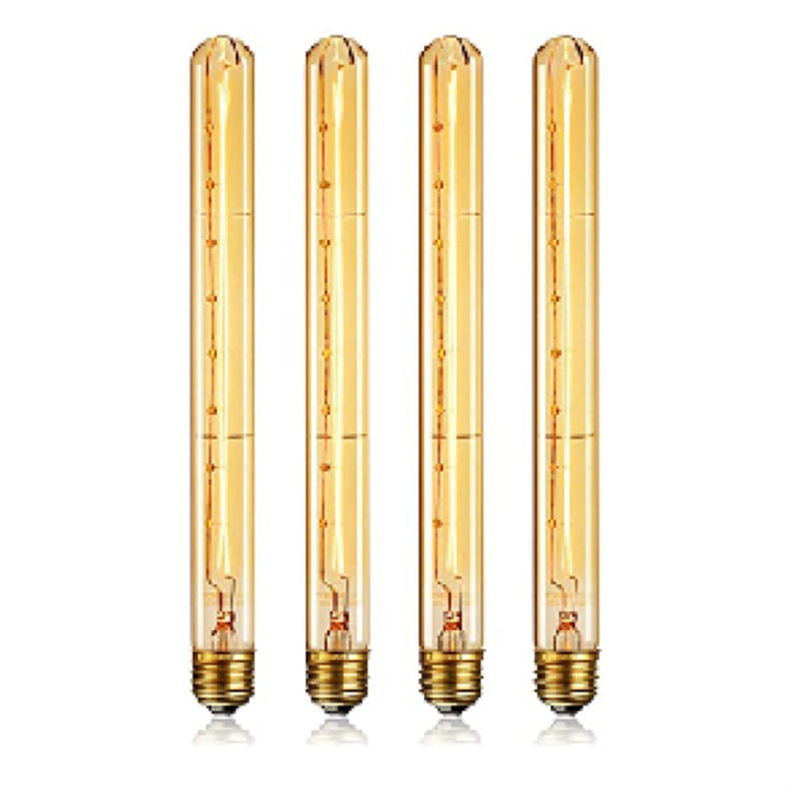 Dimmable Long Tubular Light Bulb LED Tubular Decorative Light Bulb E27 40W Retro Light Bulb Beautiful Tube Decor Bulb 4 Pcs