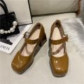 2023 New Women Pumps Gothic Mary Jane Female Sandals Super High Chunky Heel Platform Square Toe Retro Vintage Girl Ladies Shoes.