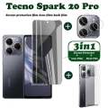 Tecno Spark 20 Pro Tempered Glass Tecno Spark 20C Screen Protector Tecno Spark 20 Camera Lens Protector Full Cover Screen Matte Privacy Glass 3In1 Carbon fiber back film.