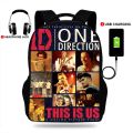 17inch One Direction Print Backpacks Usb Charging SchoolBags For Girls&Boys Orthopedic Backbag Mochila Escolar Book Bag.