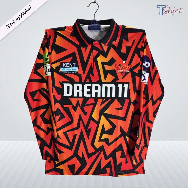 SunRisers Hyderabad Premium Cricket Jersey For Men - SRH Full Sleeve Collar Polo IPL Jersey - Hyderabad Jersey 2026