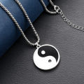 Vintage Men's Stainless Steel Necklace- Chinese Style Yin Yang Tai Chi Pendant Necklace -Male Punk  Jewelry Accessories. 