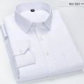 Men Single Patch Pocket Formal Business Standard Office Size 47 48 Classic Long Sleeve Solid Basic Dress Shirts.