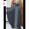 DMC Stone Work Dubai Cherry Fabric Premium Quality Soft Burkha for Muslim Women, Adjustable Hijab Outerwear. 