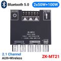 ZK-MT21 Amplifier Digital Power Amplifier Board 2x50W+100W 2.1 Channel Subwoofer AUX 12V 24V Audio Stereo ZK MT21  Bluetooth 5.0 Bass Amplifier. 