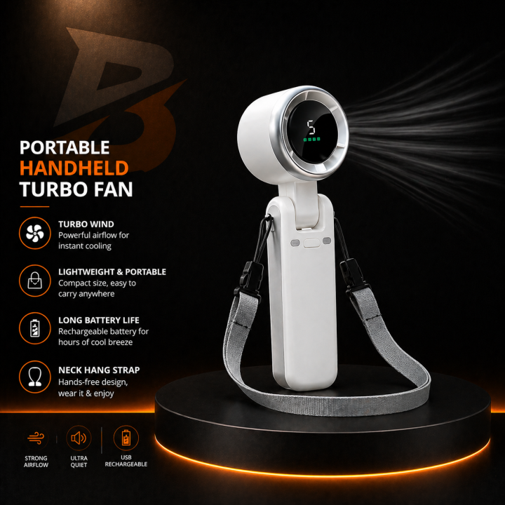 Popular Mini High-Speed Handheld Turbo Fan Smart Digital Display Wearable Personal Desk/Turbo Fan Handheld Rechargeable Fan Multicolor Portable Mini Hand Fan USB Rechargeable Foldable Hanging Neck Fan USB Mini Portable Small Turbo Fan