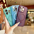 HOCE Metal Ring Stand Magnetic Cases For iPhone 17 16 15 14 13 12 11 Pro Max Plus MagSafe Case With Lens Film Protector Shockproof Frosted Back Phone Cover.