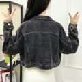 Korean Cropped Denim Jacket Women 2021 Spring Autumn Casual Loose High Waist Jean Jacket Street Long Sleeve Short Outerwear Tops. 