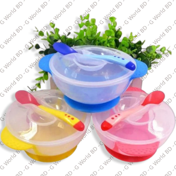 Baby Bowl Set: With a Spoon, Made of Silicone Material (Multicolor)