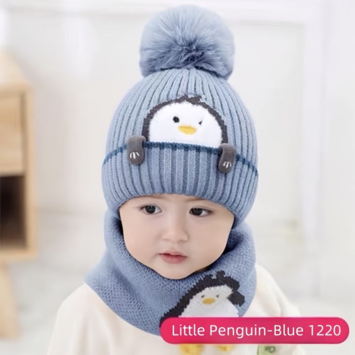 2pcs/set%20Children's%20Hat%20&%20Scarf%20Set,%20Baby%20Thickened%20Warm%20Wool%20Baby%20Neck%20With%20Ear%20Protection%20-%20Image%205