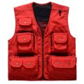 Multifunction cket Fly Photography Vest Sleeveless Jacket Coat Outdoor Camping Angling Volunteer Canvas Mesh Waistcoat-Beige.
