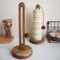 Wooden Kitchen Standing Tissue Paper Towel Roll Rack Holder Holders Toilet Roll Stand Weighted Base. 