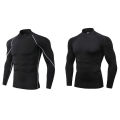 New Fashion Men Autumn Turtle Neck Long Sleeve Sports Gym T-shirt Thermal Underwear To Comfortable to wear Suitable for Running. 