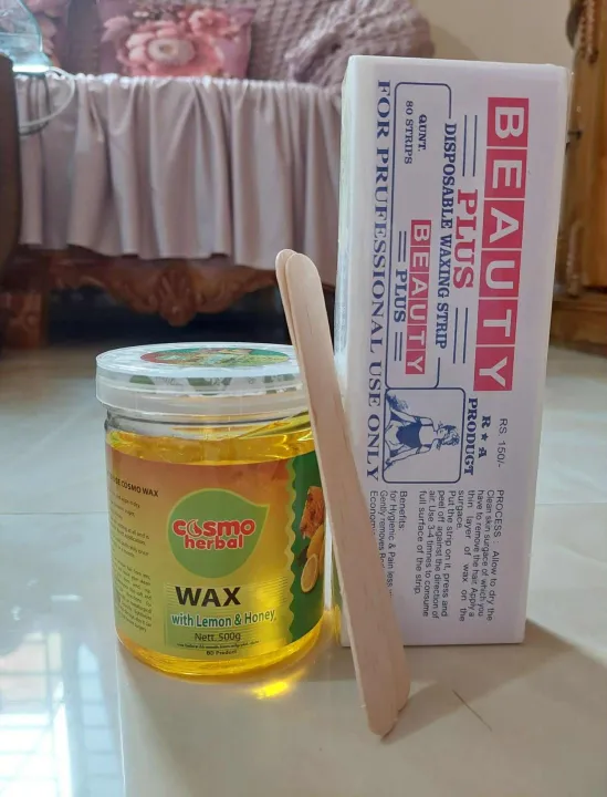 Cosmo%20Herbal%20Lemon%20Honey%20Wax%20With%2080pcs%20Strips%20and%20stick%20(Korean%20Glow%20Flora)%20-%20Image%204