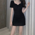 Spaghetti Strap Dresses Women Retro Slim Simple Daily A-line Maxi Dress.