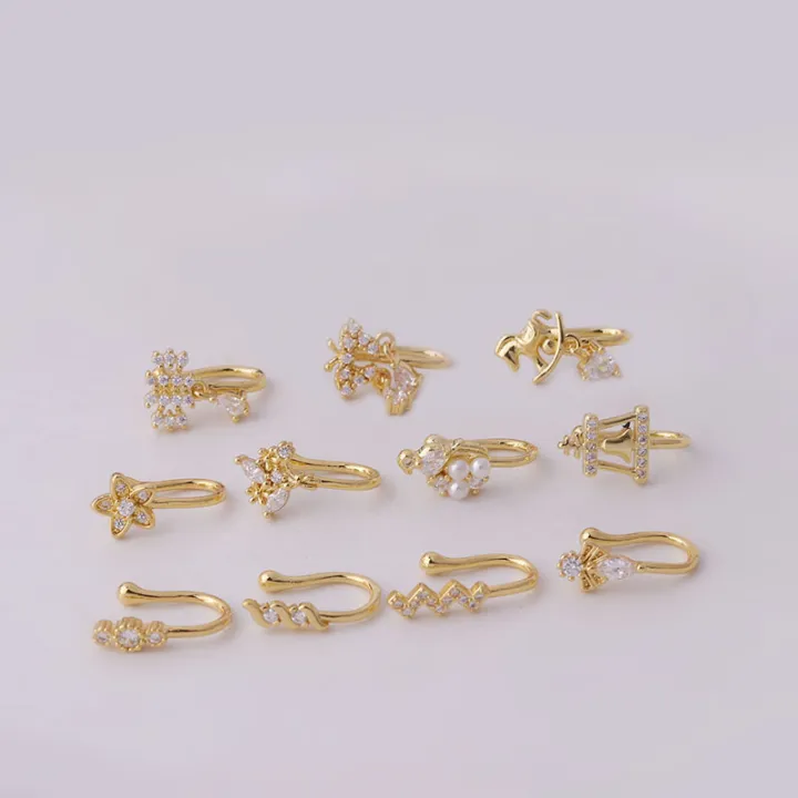 New%201PC%20Imitation%20Pearl%20Zircon%20Non%20Pierced%20Nose%20Cuff%20Nose%20Rings%20for%20Women%20Fashion%20Gold%20Color%20Non-piercing%20Nose%20Piercing%20Jewelry%20-%20Image%202