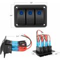3Gang Aluminum Panel Toggle Dash 5 Pin ON/Off Pre-Wired Rocker Switch.