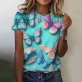 Women's T-Shirts Summer Fashion Harajuku 3D Butterfly Printed Short Sleeve Tops Female Clothing Casual O-neck Oversized T Shirts.