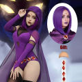 cosplay Synthet wigs Role playing wigs Comic and anime characters Gradient color Teen Titans Go Purple; Raven crow gift wig cap.
