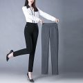 Spring Autumn Elegant High Waist Casual Stretch Slim Middle Aged Women Trousers Ladies Fashion All Match Black Gray Pencil Pants.