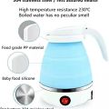 Foldable Kettle, Portable Foldable Electric Kettle for Travel Food Grade Silicone Electric Water Heater UK Plug. 