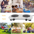 Electric Double Hot Plate, Iron Plastic 5 Power Levels Electric Double Burner White for Kitchen. 