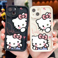 TA for iPhone 11 12 13 14 15 Pro Max 14 15 Plus Back Cover Soft Square Hello Kitty Pattern Cases Silicone Camera Protection Phone Case.