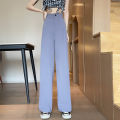 Women Korean Leisure Wide Leg Trousers Girls High Waisted Casual Concise Solid Color Formal Pants Female Slim Fit Loose Slacks. 