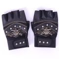 Skulls Rivet PU Leather Fingerless Gloves Men Women Fashion Women's Gym Punk Gloves Half Finger Men's Gloves. 