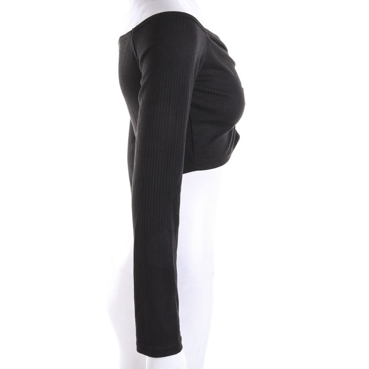 New%20Women's%20Long%20Sleeve%20T-shirt%20Summer%20Fashion%20Casual%20%20Off%20Shoulder%20Cropped%20Top%20Solid%20Color%20-%20Image%206