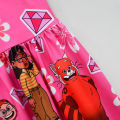 (New) girls princess dress cartoon printing short sleeves A-line skirt flying sleeves waist-printed dress.