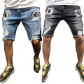 Elegantstunning Men Denim Shorts Summer Slim Fit Casual Cropped Pants Middle Waist Straight Sports Cargo Jeans For Beach. 