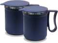 Bright Stainless Steel Insulated 2 Pc Double Walled Plastic Covered Travel Tea/Coffee Mug with Lid Multicolor. 