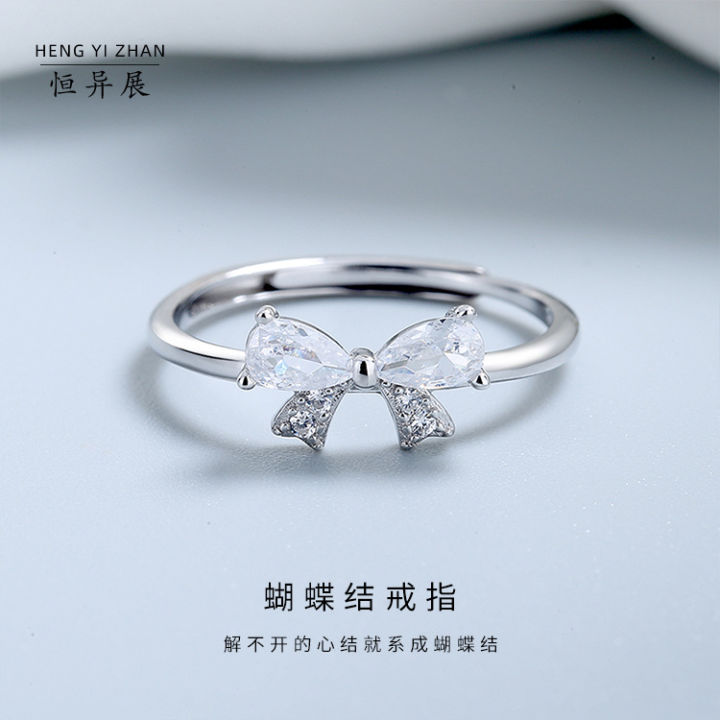 Bow ring sterling silver 925 niche design high-end light luxury