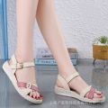 Casual Shoes 2024 Summer New Fashion All-Match Genuine Leather Flat Heel Women's Non-Slip Shoes Flat Student Mom Sandals for Women. 