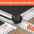 1 Piece 2-In-1 Drilling Positioning Ruler, T Square Ruler Woodworking Ruler, Aluminum Alloy Cabinet Hardware Jig Tool,Multi Angle Measuring Ruler. 