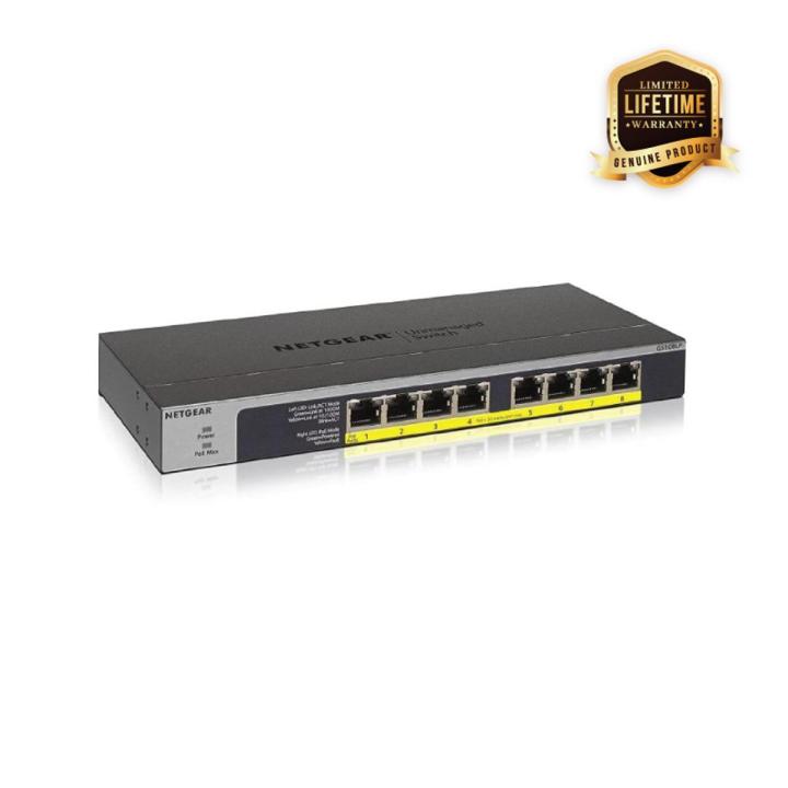 Netgear GS108LP 8-Port Gigabit Ethernet PoE+ Unmanaged Switch with FlexPoE (60W)