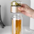 390ML Tea Water Bottle High Borosilicate Glass Double Layer Tea Water Cup Infuser Tumbler Drinkware Water Bottle With Tea Filter. 
