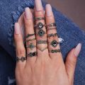 Trendy 15 Pcs/set Ring Set for Women New Collection/ Finger Rings for Girls Simple Stylish - Fashionable Silver Smart Retro Rings Set Birthday Gift for Women. 