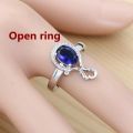 925 Sterling Silver Bridal Jewelry Set Sapphire Ring Earrings Bracelet Necklace Pendant for Women Party Accessories.