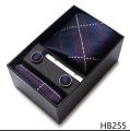 100% Silk Brand Tie Handkerchief Cufflink Set For Men Necktie Holiday Gift Box Blue Gold Suit Accessories Slim Wedding Gravatas.
