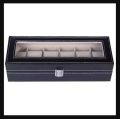 6 Slots Watch Box for Men, Mens Watch Organizer PU Leather Watches Display Case Storage Boxes. 