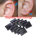 24Pcs/Set Magnetic Non-Piercing Clip Round Rhinestone Stud Earrings Jewelry Nicle.