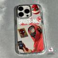 Luxury Plating Metal Lens Cool Spider-Man Couples Phone Case Compatible for IPhone 16 15 14 13 11 12 Pro Max 7Plus 8Plus 6 15 6S 8 7 Plus XR XS Max SE 2020 X Trendy Brand MARVEL Cover.